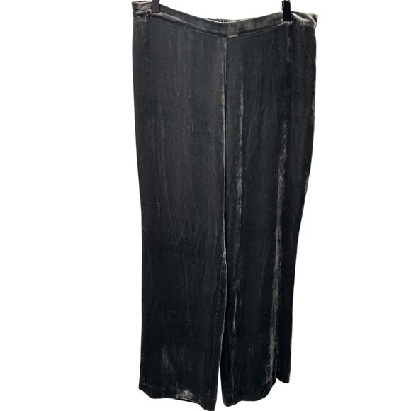 Worth New York Wide Leg Velvet‎ Pants Womens Large Rayon Silk Grey Silver - Picture 1 of 16